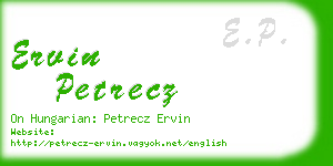 ervin petrecz business card